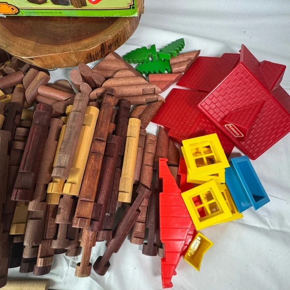 Vintage 1992 Paul Bunyan Log Builders 150 Piece Wood Construction Set Good Ideas